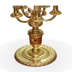Empire style golden bouillotte lamp with 5 lights.