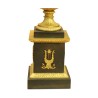 Charles X-Lampe aus gemeißelter, brünierter Bronze mit schwarzem Lampenschirm, goldenes Interieur. - Moinat - Tischlampen