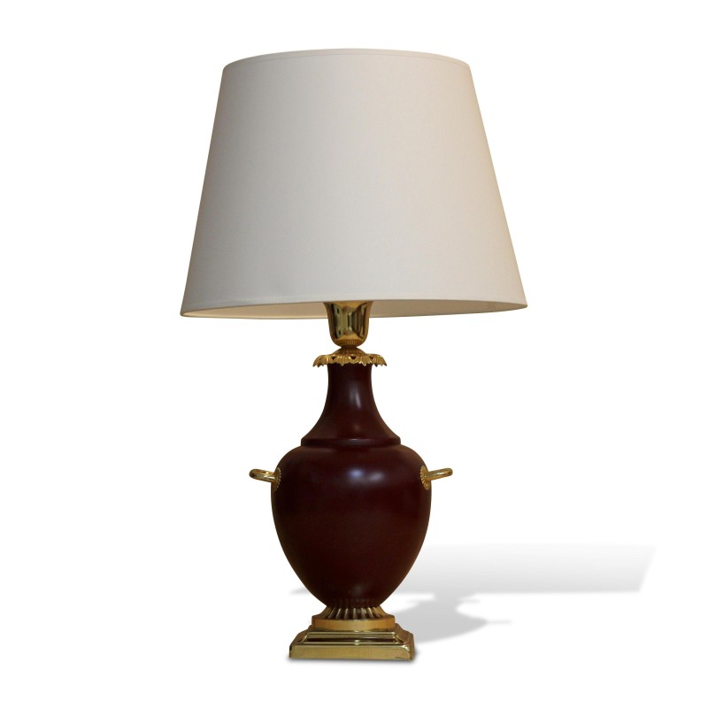 Lampe vase sang de boeuf et bronze doré. Italie, vers 1970. - Moinat - Lampes de table Lampe vase sang de boeuf et bronze doré. Italie, vers 1970. - Moinat - Lampes de table