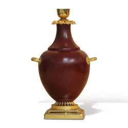 oxblood and gilt bronze vase lamp. Italy, around 1970.