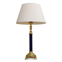A blue column lamp. Paris, France, circa 1970.