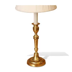 Bougeoir en bronze doré avec perles monté en lampe avec un …