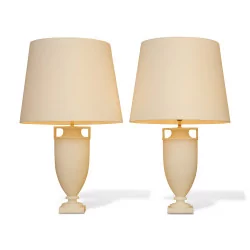 Pair of Directoire style alabaster vase lamps with …