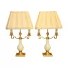 Pair of “JANSEN” lamps in brass and white porcelain. … - Moinat - Table lamps