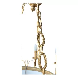 trumpet chandelier or hunting horns decorated with gilded bronzes …
