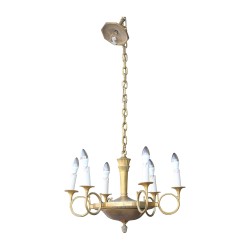 Petit lustre Directoire trompettes ou cors de chasse en laiton …