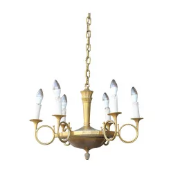 Small Directoire chandelier trumpets or hunting horns in brass …