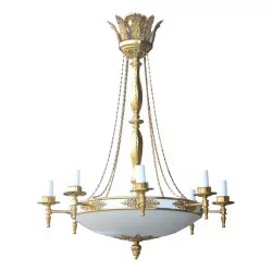 Empire style chandelier in brass with a white dome …
