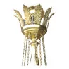 Empire style chandelier in brass with a white dome … - Moinat - Chandeliers, Ceiling lamps