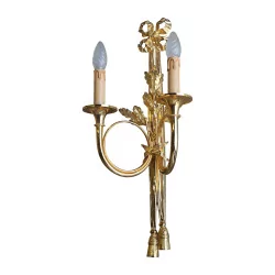 Louis XVI-Jagdhorn-Wandleuchte mit Knoten oben und