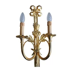 Louis XVI-Jagdhorn-Wandleuchte mit Knoten oben und