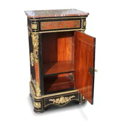 Inlaid buffet cabinet with 1 door with brown marble top