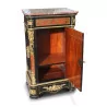 Inlaid buffet cabinet with 1 door with brown marble top - Moinat - Buffet, Bars, Sideboards, Dressers, Chests, Enfilades