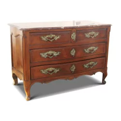 Bordeaux chest of drawers in walnut and brown marble top with 3 …