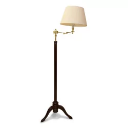 Brass floor lamp and mahogany tripod base with arm