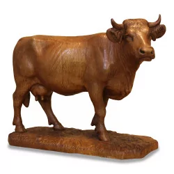 Brienz cow in carved wood. Switzerland, 20th century.