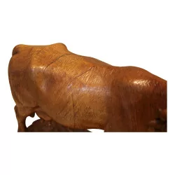 Brienz cow in carved wood. Switzerland, 20th century.