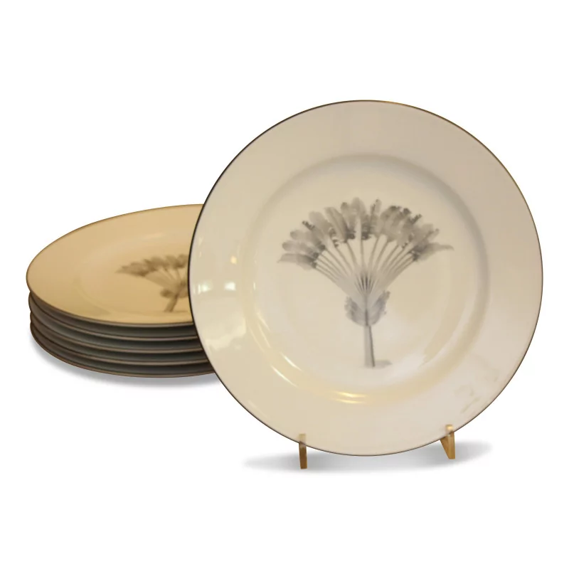 black “PALM TREE” plate. Dishwasher safe. - Moinat - Chinaware, Porcelain