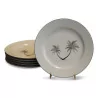 black “PALM TREE” plate. Dishwasher safe. - Moinat - Chinaware, Porcelain