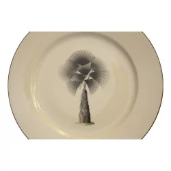 black “PALM TREE” plate. Dishwasher safe.