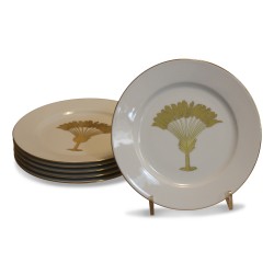 Assiette en porcelaine avec un palmier doré