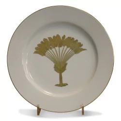 Porcelain plate with a golden palm tree