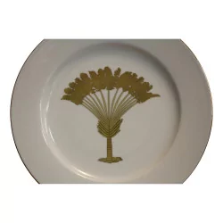 Porcelain plate with a golden palm tree