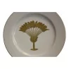 Porcelain plate with a golden palm tree - Moinat - Chinaware, Porcelain