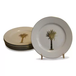 Assiette en porcelaine avec un palmier doré