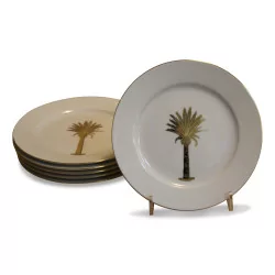 Porcelain plate with a golden palm tree