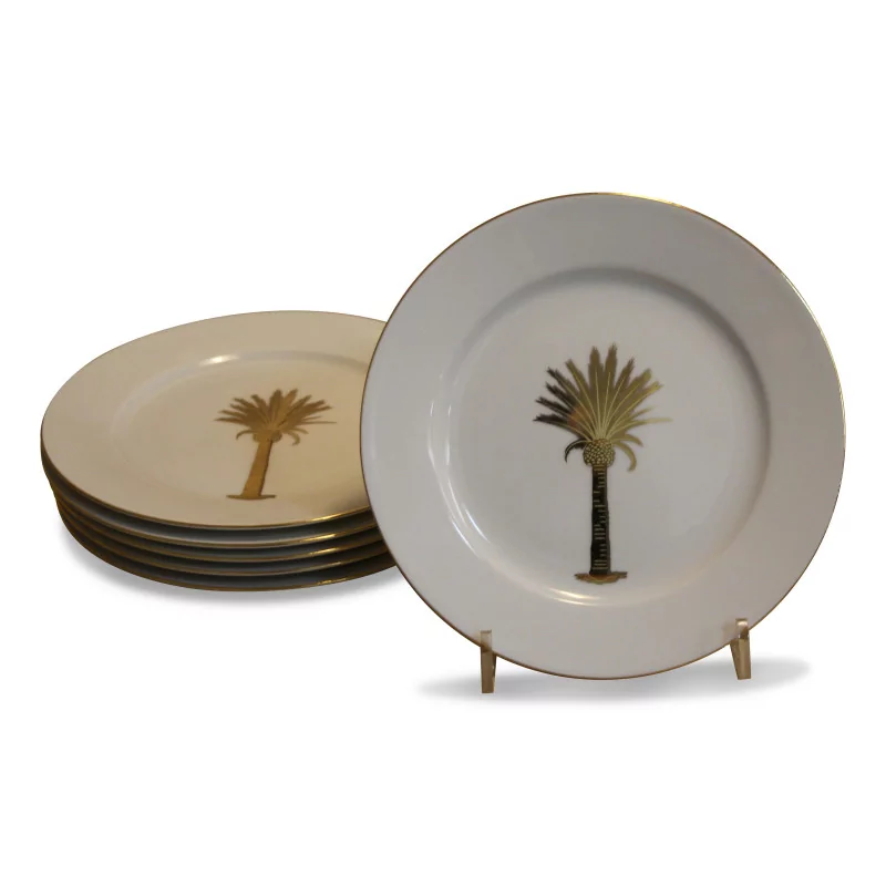 Porcelain plate with a golden palm tree - Moinat - Chinaware, Porcelain