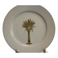 Porcelain plate with a golden palm tree