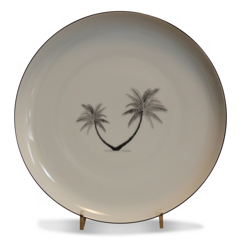 Plat à tarte en porcelaine avec un palmier noir. - Moinat - Porcelaine Plat à tarte en porcelaine avec un palmier noir. - Moinat - Porcelaine