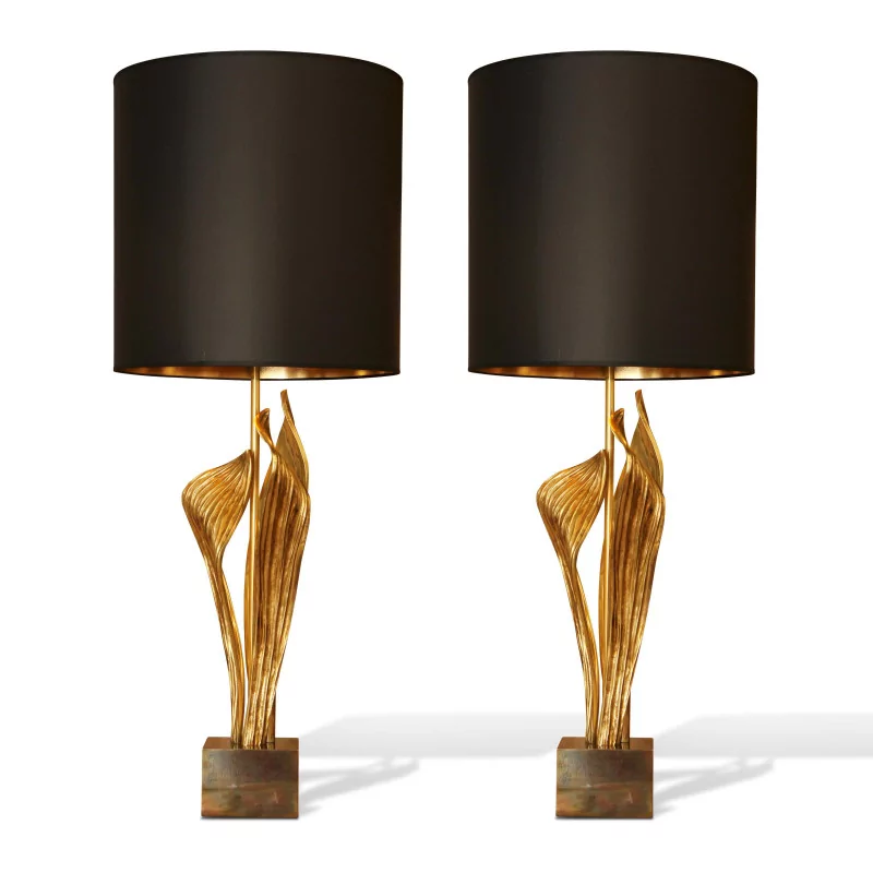 Пара светильников с надписью CHARLES PARIS из бронзы и латуни … - Moinat - Настольные лампы