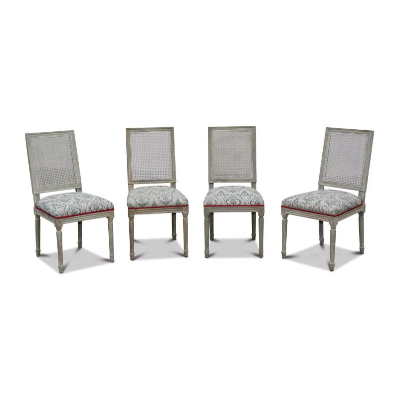Set of 4 white lacquered Louis XVI chairs, upholstery on … - Moinat - Chairs