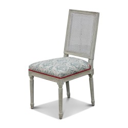 Set of 4 white lacquered Louis XVI chairs, upholstery on …