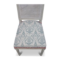 Set of 4 white lacquered Louis XVI chairs, upholstery on …