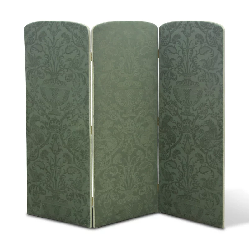 Screen with 3 double-sided panels covered with green fabric with … - Moinat - Screens