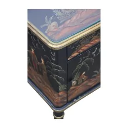 Paire de chevet Directoire avec décors chinois sur fond noir, …