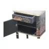 Paire de chevet Directoire avec décors chinois sur fond noir, … - Moinat - Bouts de canapé, Bouillottes, Chevets, Guéridons