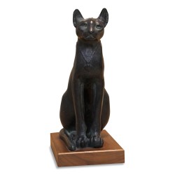 Chat égyptien noir en pierre reconstituée, patiné bronze verre …