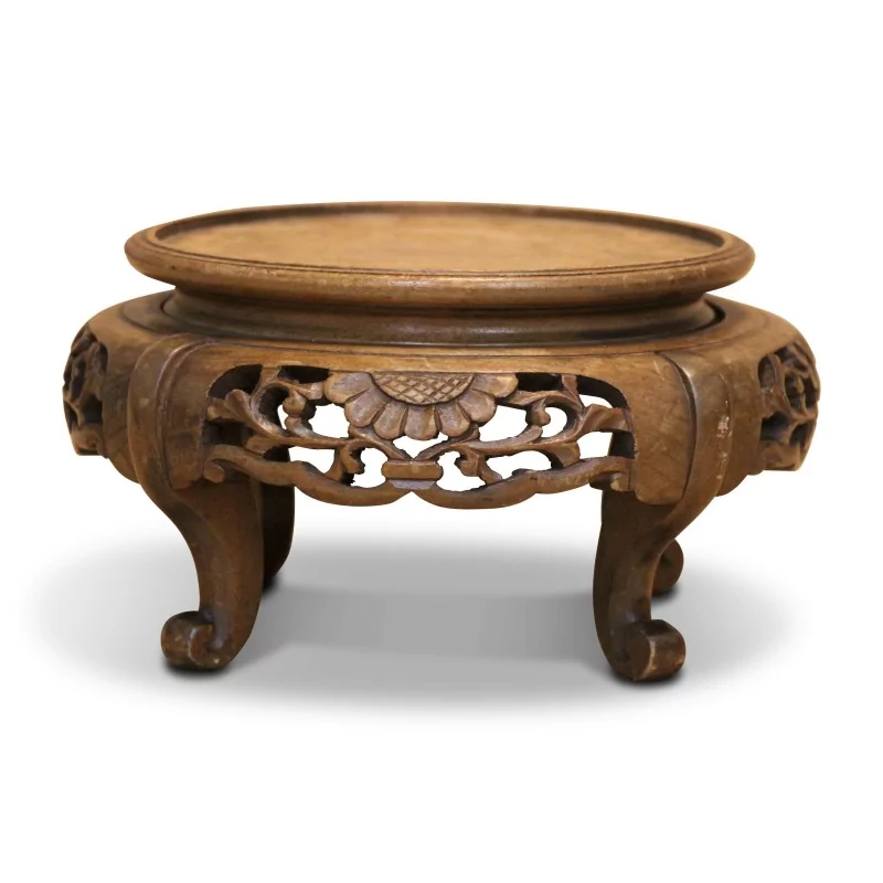 Socle rond en bois sculpté. - Moinat - Accessoires de décoration