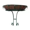 Green lacquered wrought iron planter with a copper tray. - Moinat - VE2022/2
