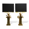 Pair of CHARLES PARIS lamps in bronze and brass leaves of … - Moinat - Table lamps