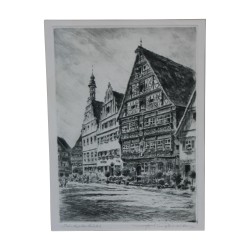 Engraving depicting Dinkelsbühl in Germany.