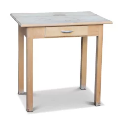 Small beech writing table with 1 drawer.