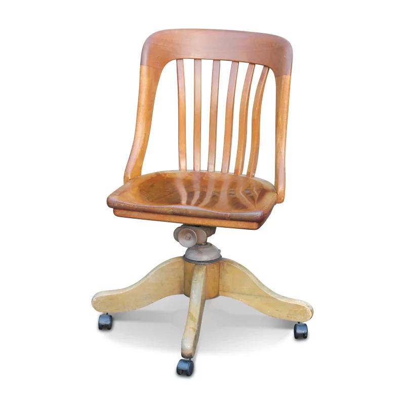 drehbarer Bürostuhl aus Holz. Sitzhöhe: 45 cm. … - Moinat - Stühle
