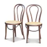 Pair of bentwood chairs model Thonet caned. Height … - Moinat - Chairs