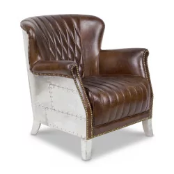 Cambridge Aéro Cigar armchair in cowhide leather and …