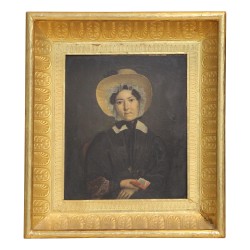 Paar Öl-auf-Holz-Portraits mit Pappmaché-Rahmen …